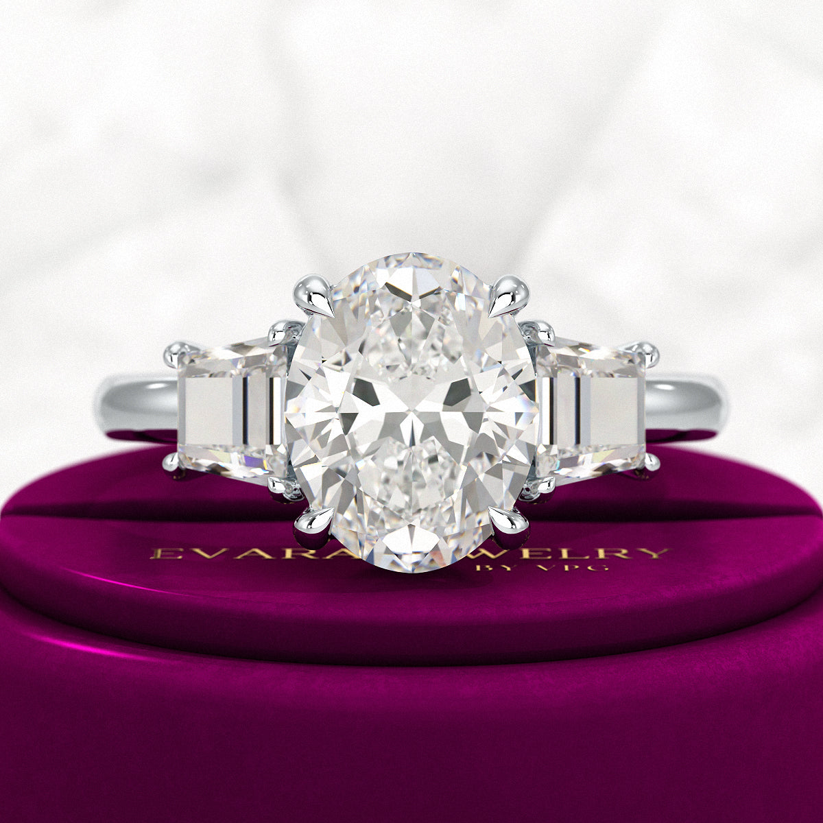 2.50 Carat Oval Diamond Three Stone Engagement Ring