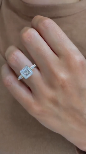 2 Carat Asscher Cut Three Stone Engagement Ring