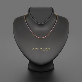 Ombre Necklace with Natural Pink Sapphire, Blue Sapphire & Amethyst in 14K/18K White Gold