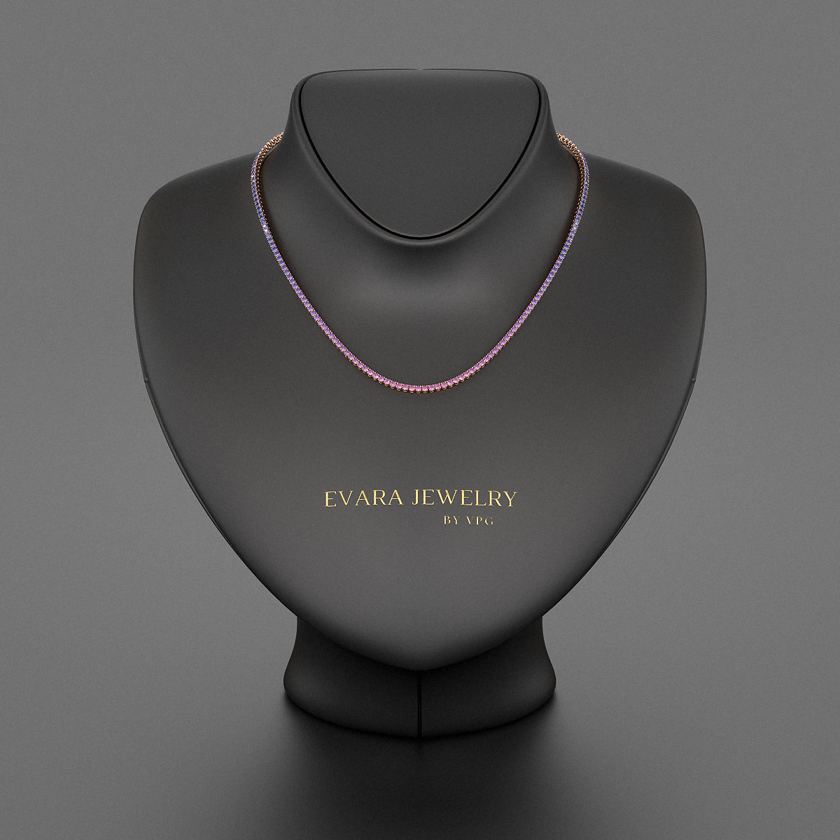 Ombre Necklace with Natural Pink Sapphire, Blue Sapphire & Amethyst in 14K/18K White Gold