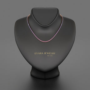 Ombre Necklace with Natural Pink Sapphire, Blue Sapphire & Amethyst in 14K/18K White Gold