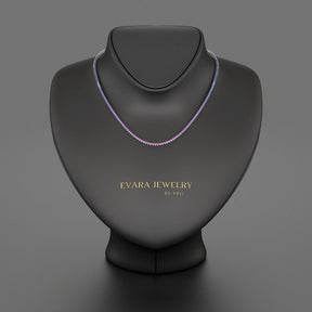 Ombre Necklace with Natural Pink Sapphire, Blue Sapphire & Amethyst in 14K/18K White Gold