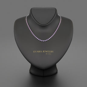 9.56 Carats Natural Pink Sapphire & Amethyst Custom Choker Necklace in 14K Gold