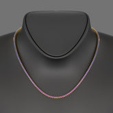 Ombre Necklace with Natural Pink Sapphire, Blue Sapphire & Amethyst in 14K/18K White Gold