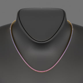 Ombre Necklace with Natural Pink Sapphire, Blue Sapphire & Amethyst in 14K/18K White Gold