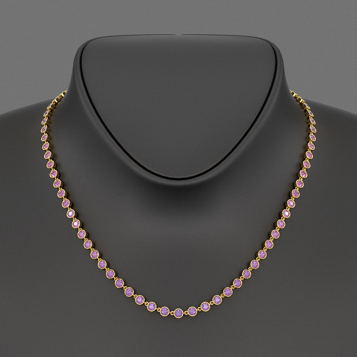 9.56 Carats Natural Pink Sapphire & Amethyst Custom Choker Necklace in 14K Gold