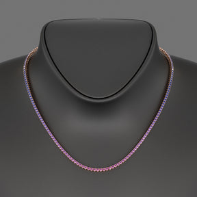 Ombre Necklace with Natural Pink Sapphire, Blue Sapphire & Amethyst in 14K/18K White Gold