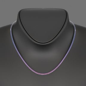 Ombre Necklace with Natural Pink Sapphire, Blue Sapphire & Amethyst in 14K/18K White Gold