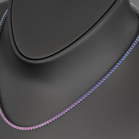 Ombre Necklace with Natural Pink Sapphire, Blue Sapphire & Amethyst in 14K/18K White Gold