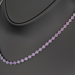 9.56 Carats Natural Pink Sapphire & Amethyst Custom Choker Necklace in 14K Gold