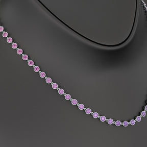 9.56 Carats Natural Pink Sapphire & Amethyst Custom Choker Necklace in 14K Gold