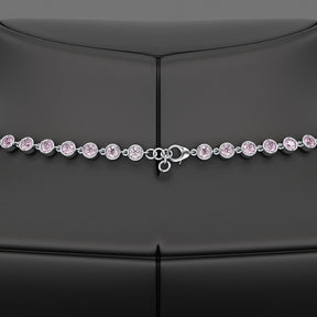 9.56 Carats Natural Pink Sapphire & Amethyst Custom Choker Necklace in 14K Gold