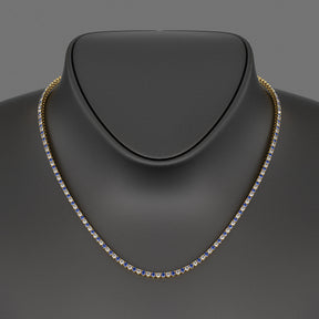 Blue Sapphire & Diamond Alternate Tennis Necklace in 14K/18K Gold