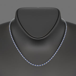 Blue Sapphire & Diamond Alternate Tennis Necklace in 14K/18K Gold