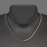 Natural Sapphire & Diamond 50-50 Tennis Necklace in 14K/18K Gold