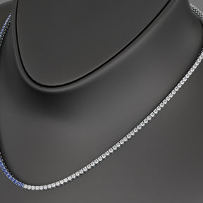 Natural Sapphire & Diamond 50-50 Tennis Necklace in 14K/18K Gold