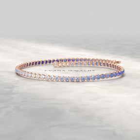 1.96 Carats Ombre Blue Sapphire Tennis Bracelet - Natural Sapphire in Solid 18K/14K Gold