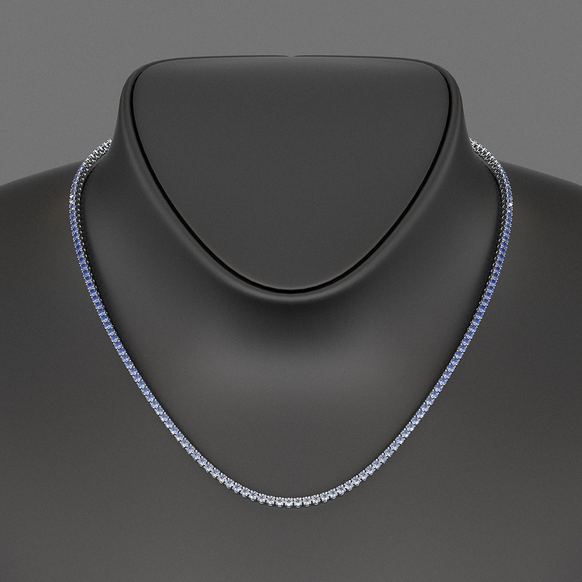 Blue Ombre Sapphire Tennis Necklace in 14K/18K White Gold