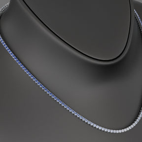 Blue Ombre Sapphire Tennis Necklace in 14K/18K White Gold