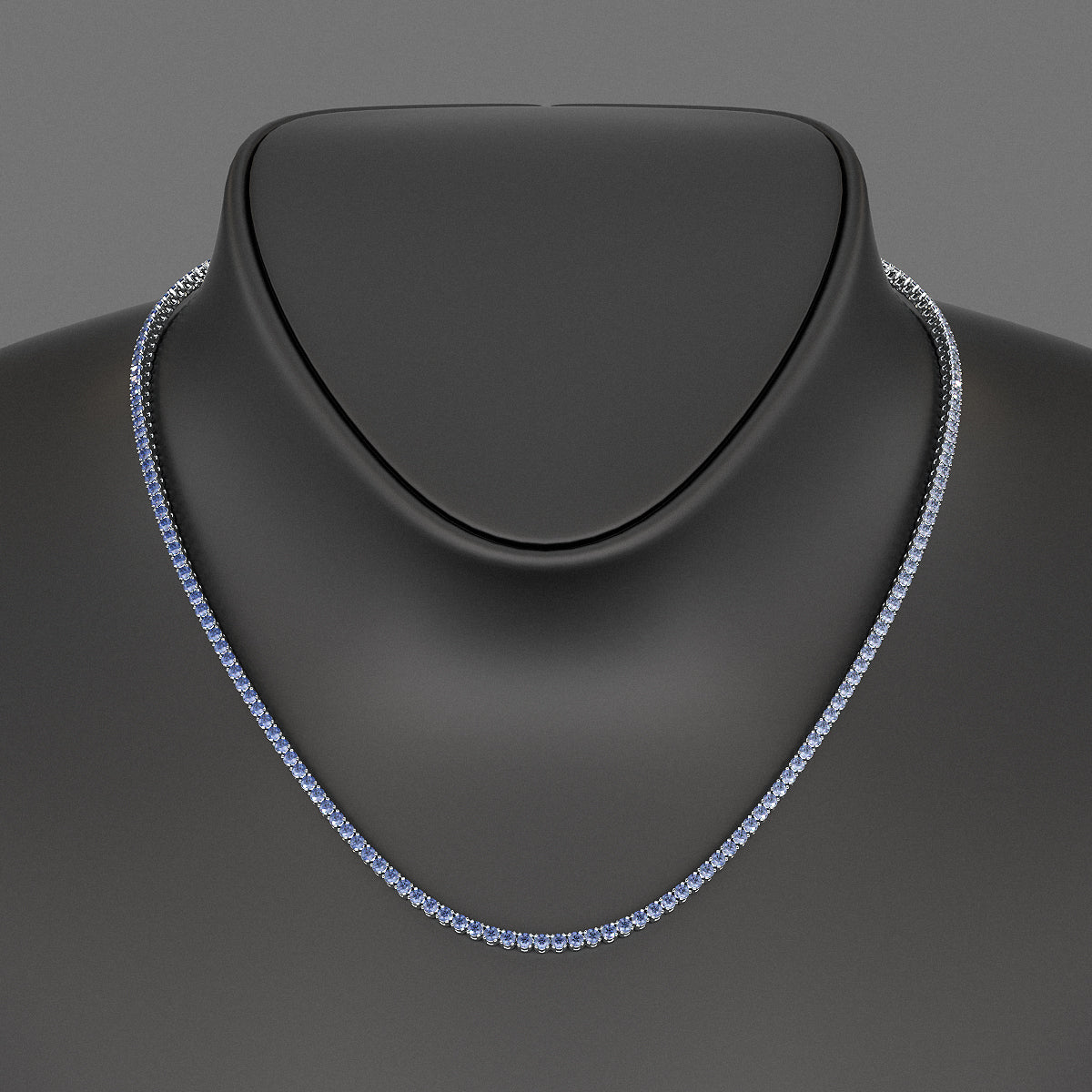 Natural Blue Ombre Sapphire Tennis Necklace