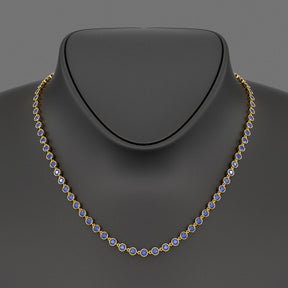 9.25 Carats Natural Blue Sapphire Choker Necklace in 18K White Gold