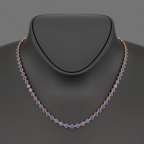 9.25 Carats Natural Blue Sapphire Choker Necklace in 18K White Gold