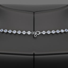 9.32 Carats Natural Ombre Blue Sapphire Choker Necklace in 18K White Gold