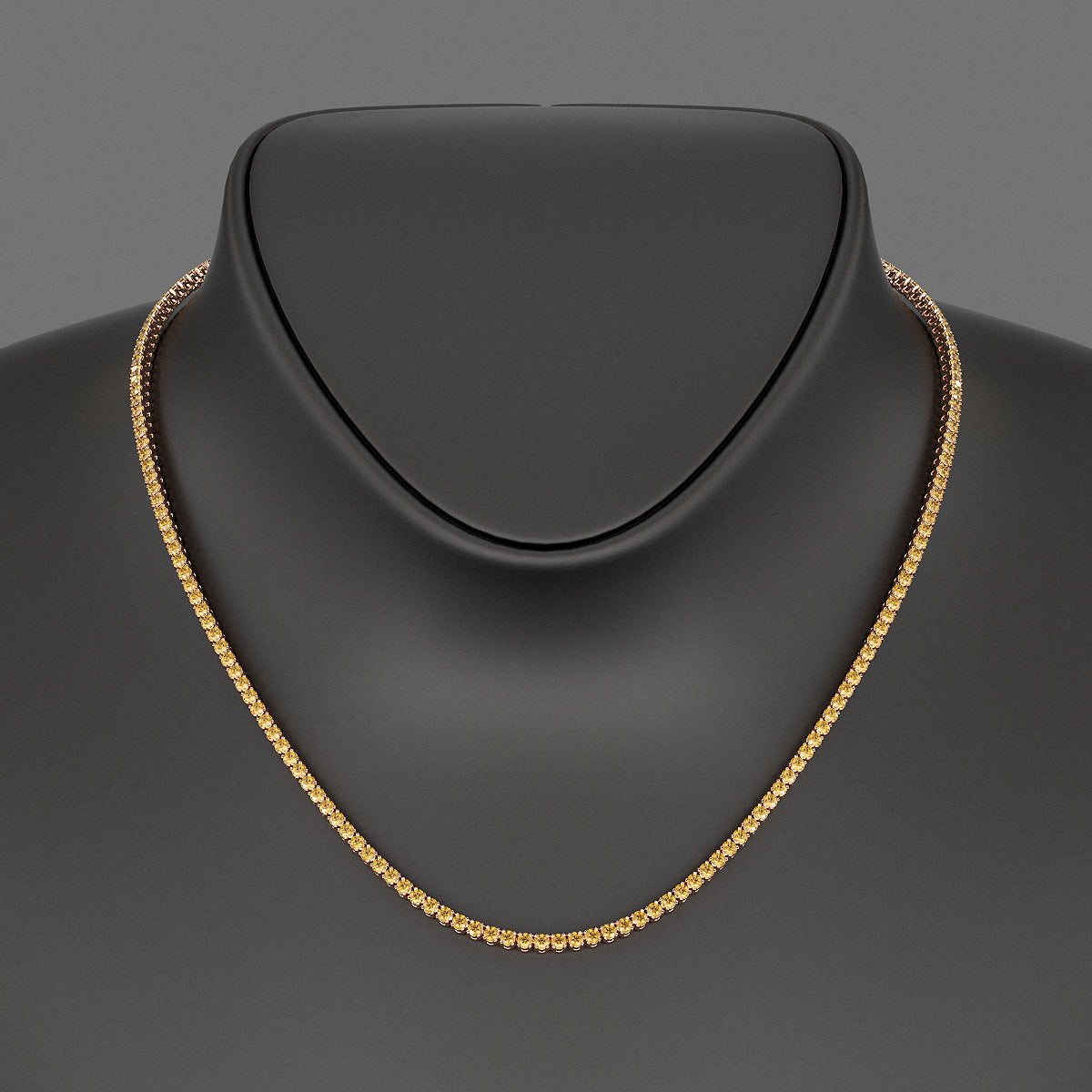 Yellow Sapphire Tennis Necklace in 14K/18K Yellow Gold