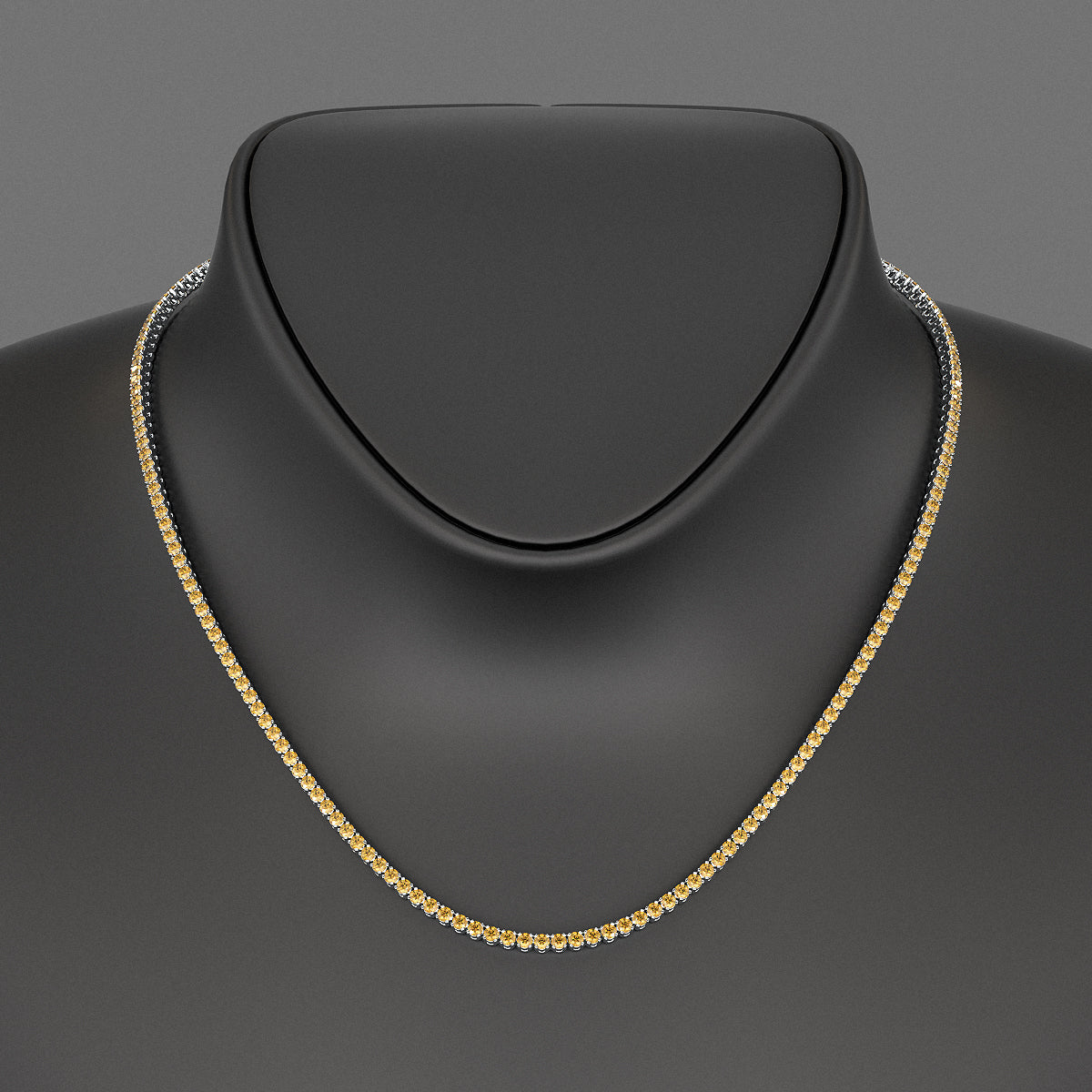 Yellow Sapphire Tennis Necklace in 14K/18K Yellow Gold