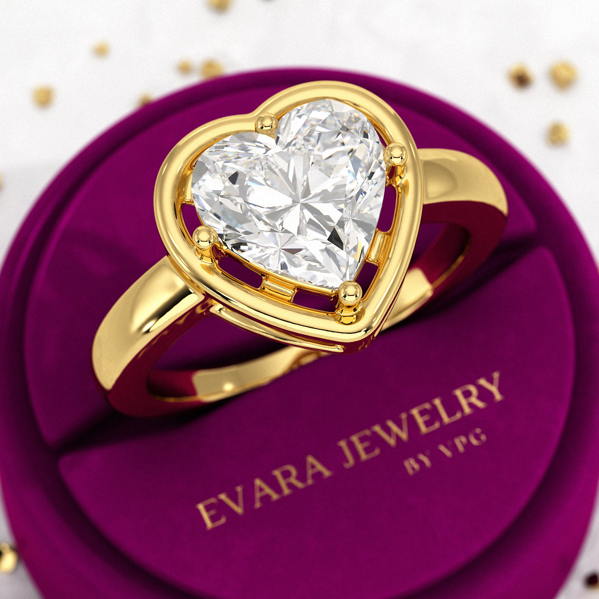 3 Carat Heart Cut Diamond Solitaire Minimalist Engagement Ring