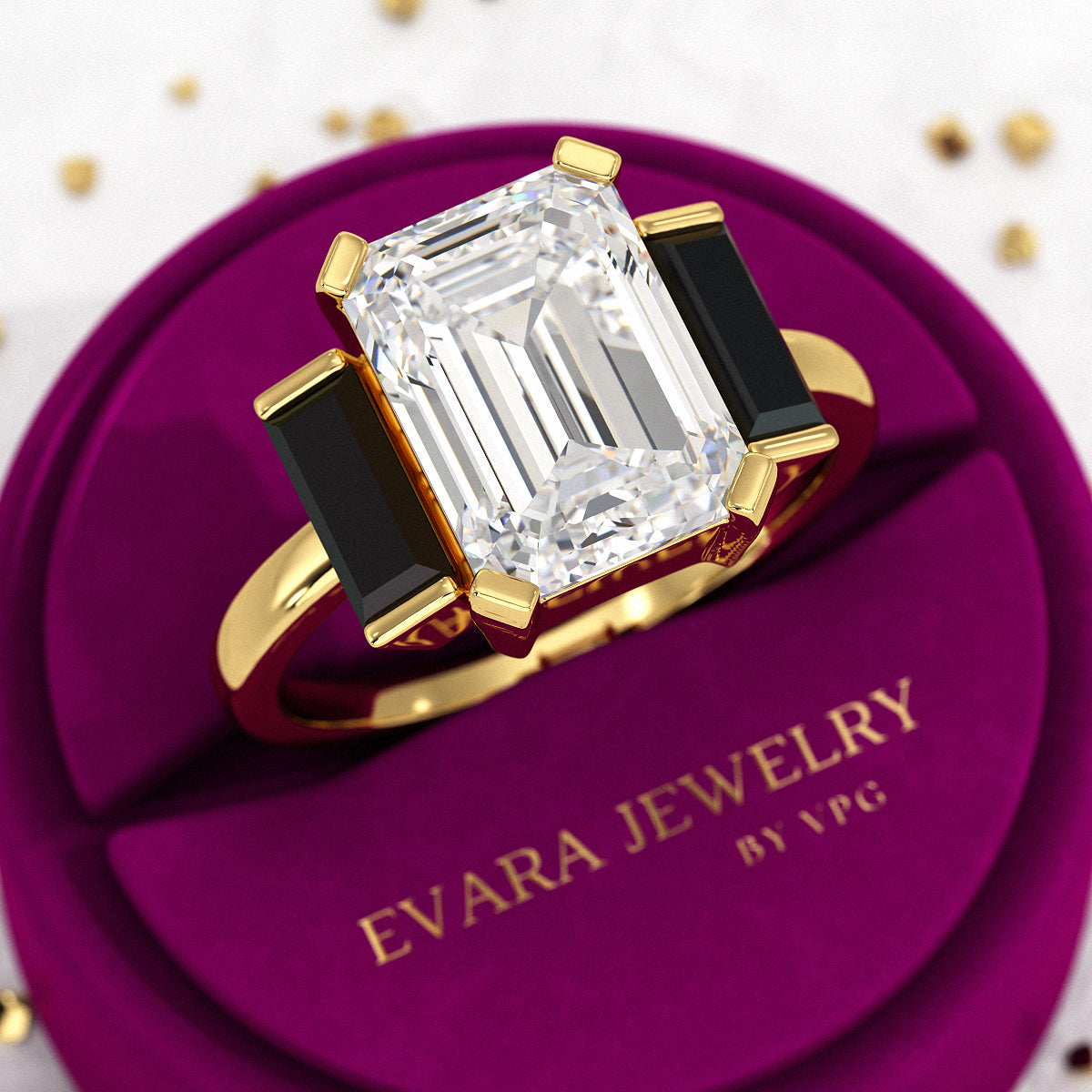 3 Carat Emerald Cut Art Deco Lab Grown Diamond Engagement Ring