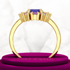 Tanzanite Tourmaline & Diamond Victorian Era Engagement Ring