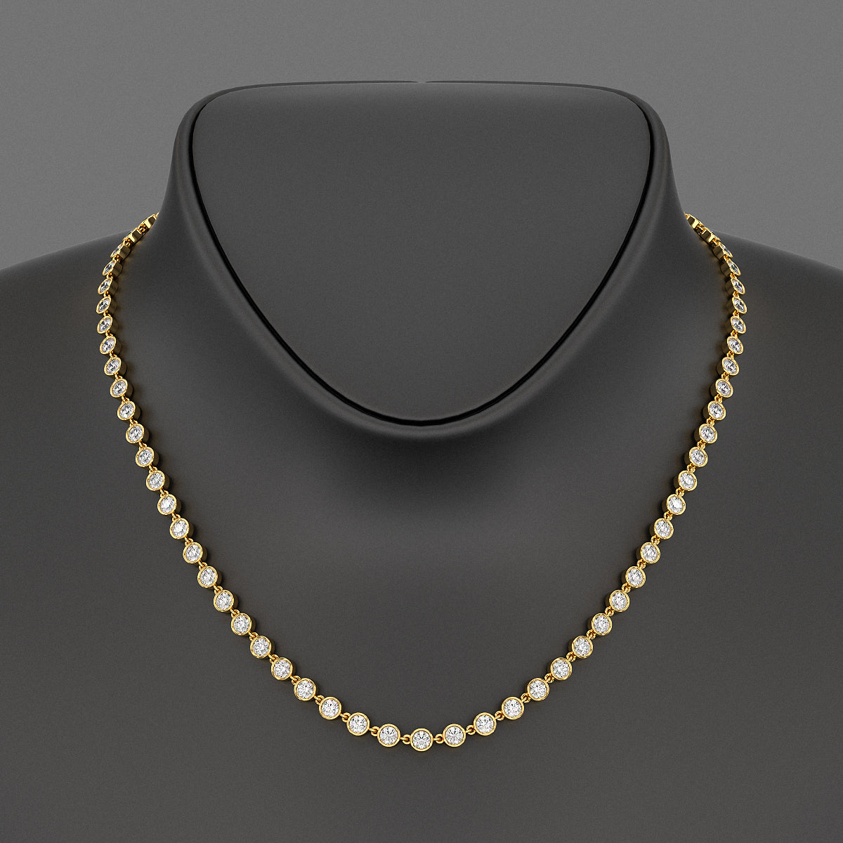 8.24 Carats Bezel Set Round Cut Diamond Choker Necklace 14K Gold