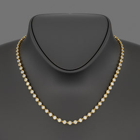 8.24 Carats Bezel Set Round Cut Diamond Choker Necklace 14K Gold