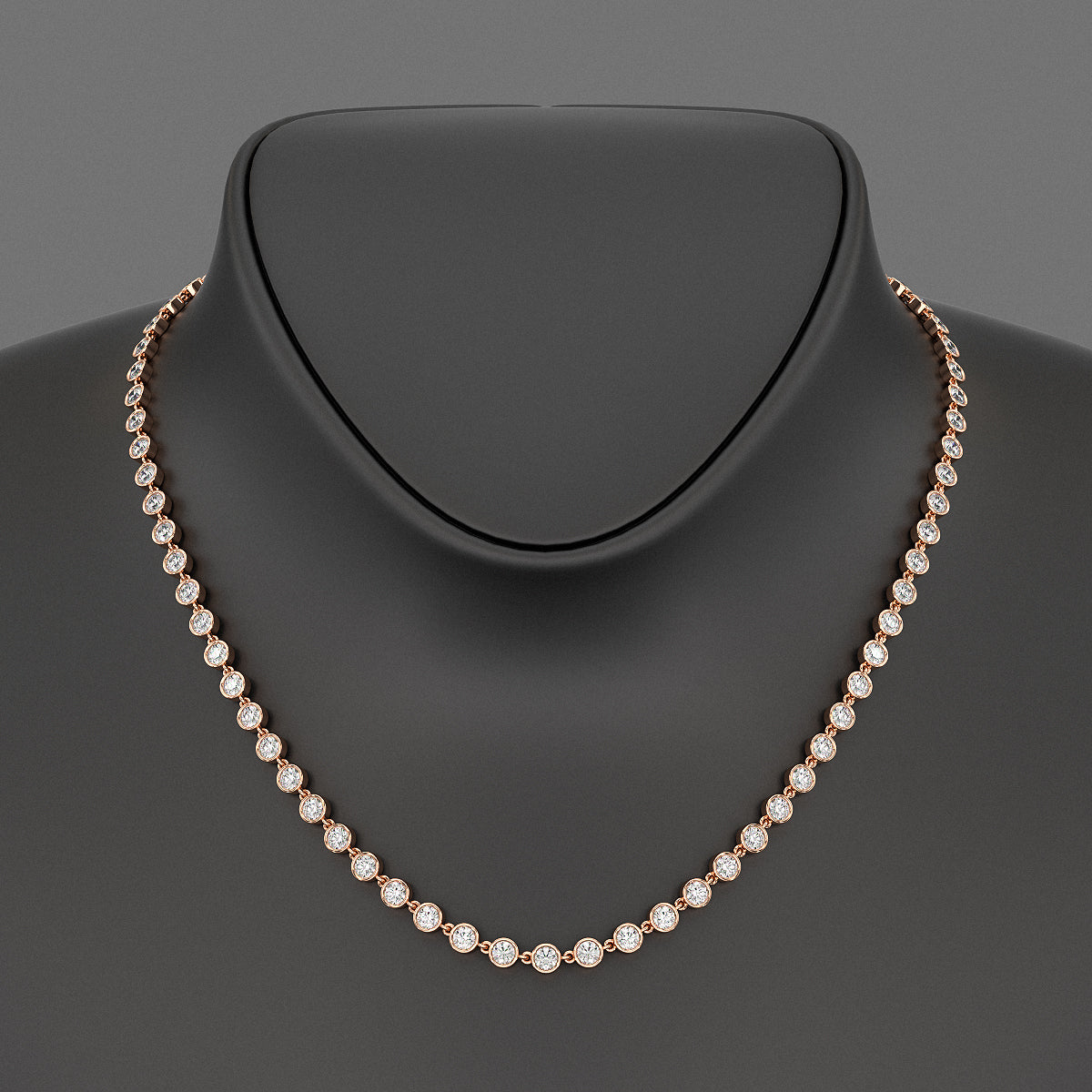 8.24 Carats Bezel Set Round Cut Diamond Choker Necklace