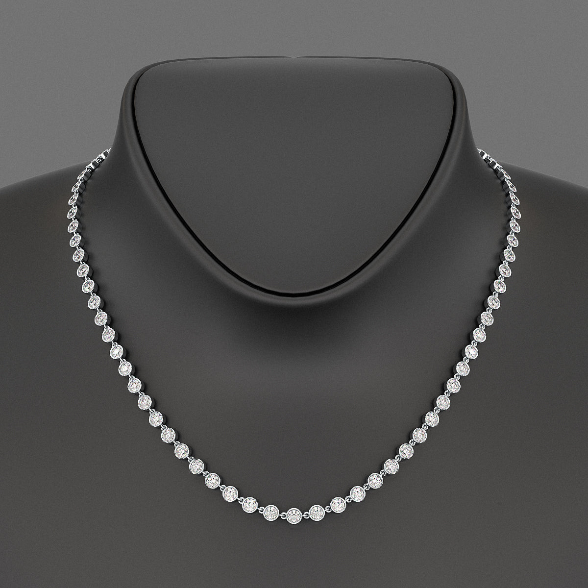 8.24 Carats Bezel Set Round Cut Diamond Choker Necklace