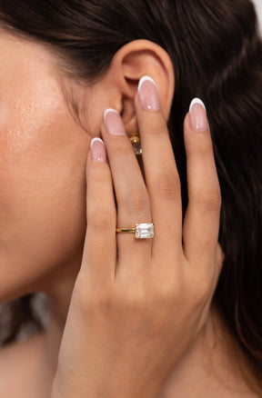 3.00 Carat Emerald Cut East West Diamond Proposal Ring