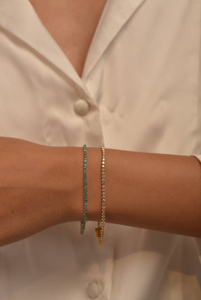3.02 Carats Natural Emerald Tennis Bracelet in 14K/18K Yellow Gold - Evara Jewelry LLC