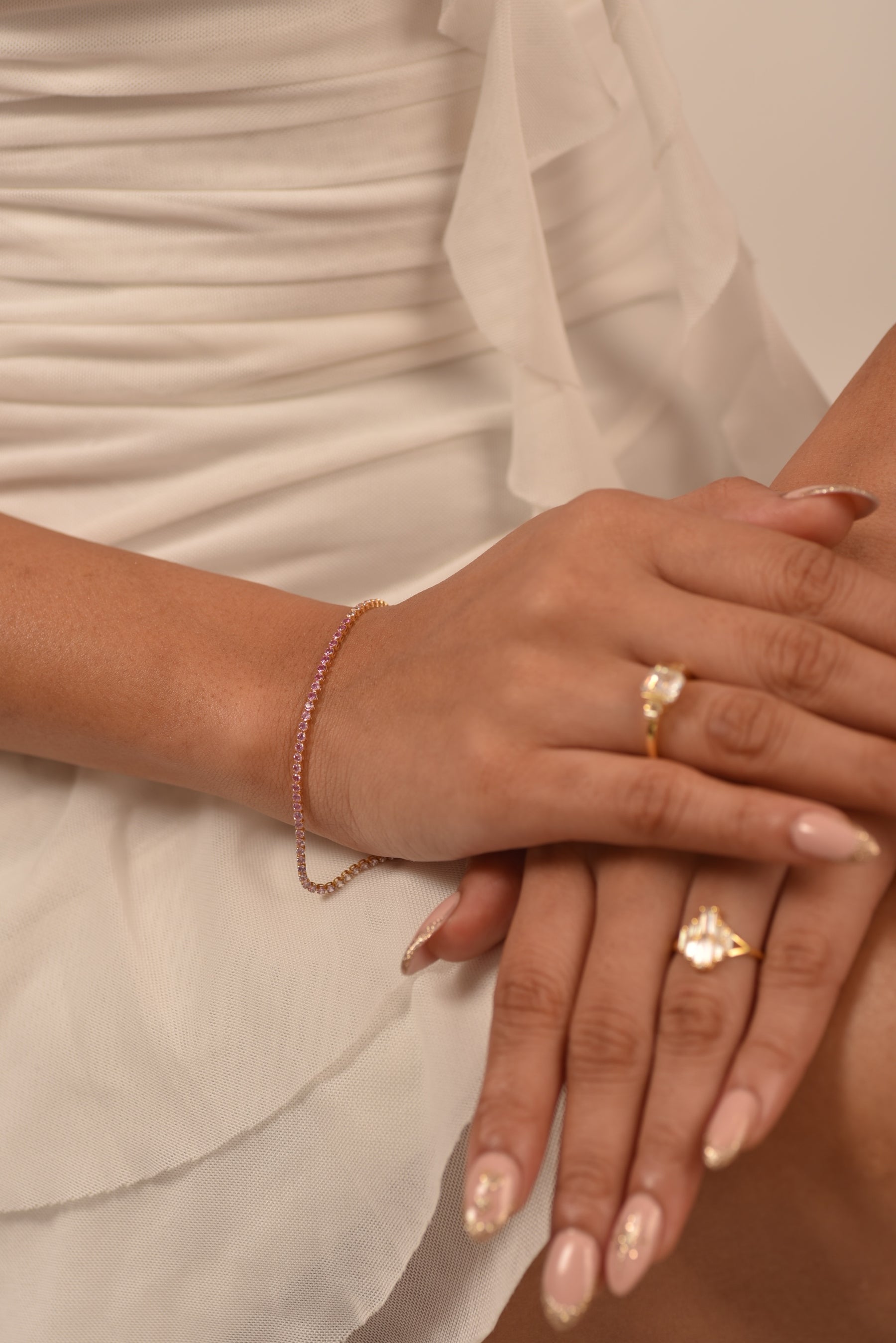 Ombre 3.28 Carats Natural Pink Sapphire Tennis Bracelet in 14K/18K Rose Gold - Evara Jewelry LLC