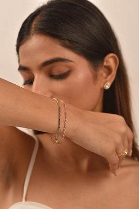 Ombre 3.28 Carats Natural Pink Sapphire Tennis Bracelet in 14K/18K Rose Gold - Evara Jewelry LLC