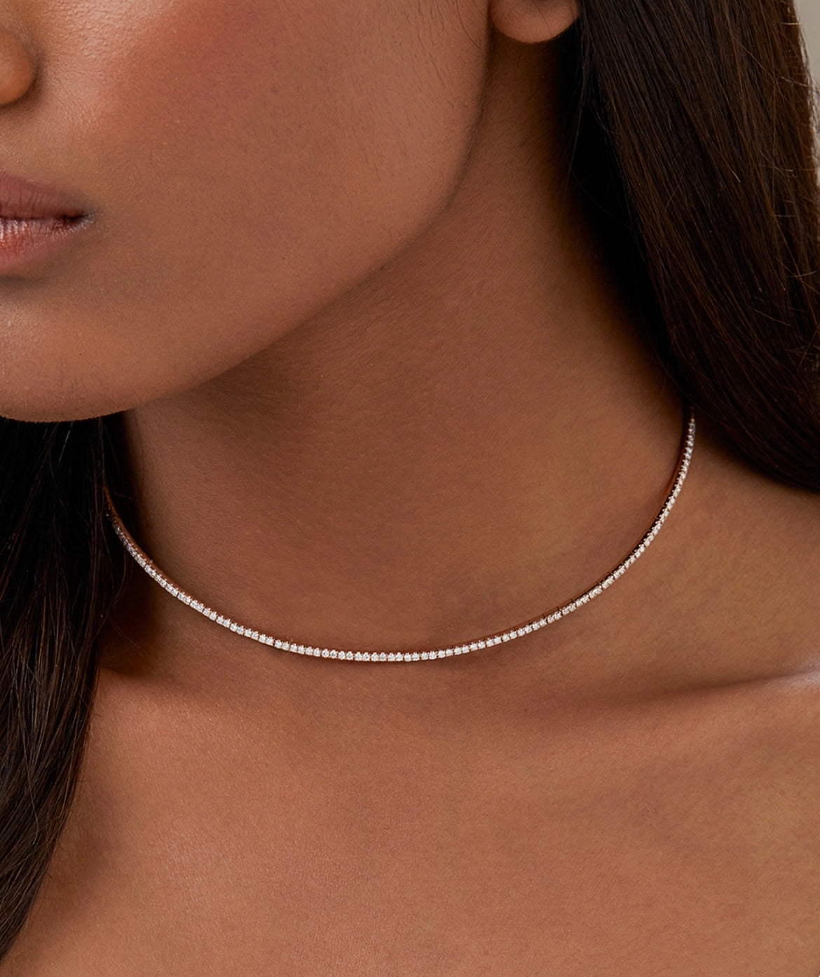 Luxury Diamond Tennis Necklace - 14K/18K White Gold Lab Grown Diamond Choker