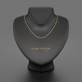 Natural Emerald & Diamond Alternate Tennis Necklace in 14K/18K Gold