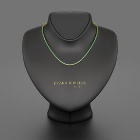 Natural Emerald Ombre Tennis Necklace in 14K/18K Gold