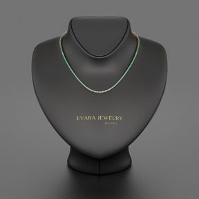 Natural Emerald Ombre Tennis Necklace in 14K/18K Gold