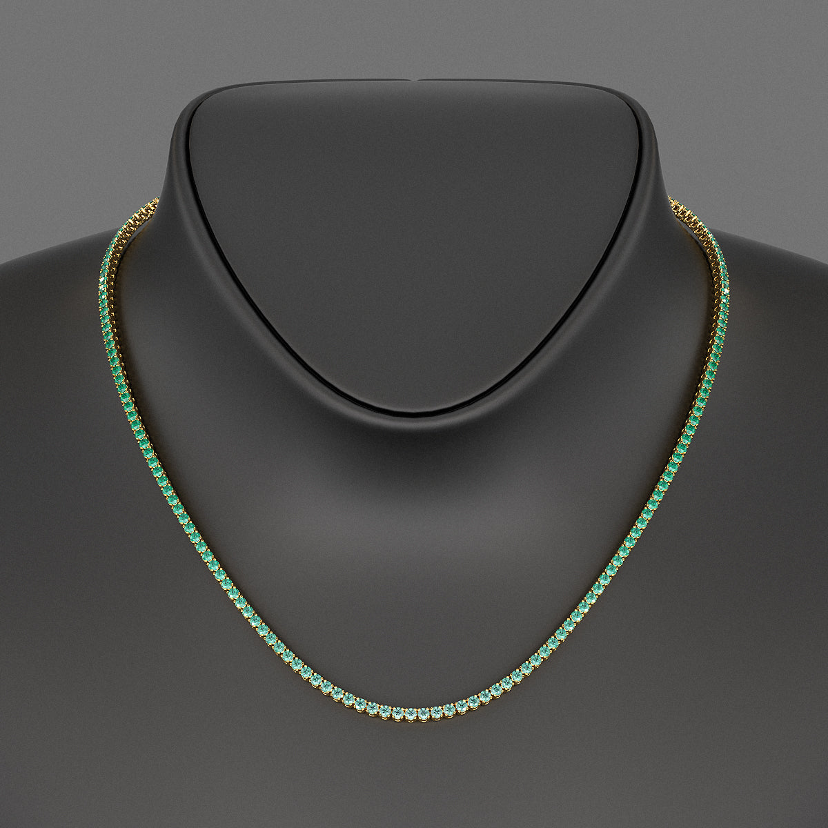Natural Emerald Ombre Tennis Necklace in 14K/18K Gold