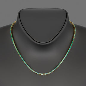 Natural Emerald Ombre Tennis Necklace in 14K/18K Gold