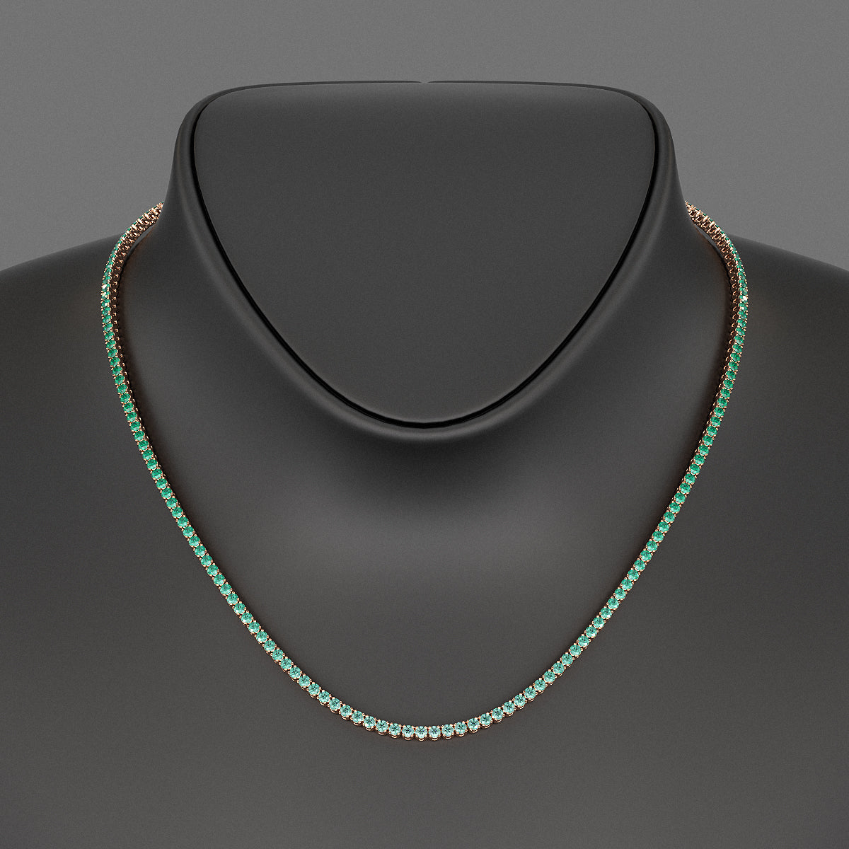 Natural Emerald Ombre Tennis Necklace in 14K/18K Gold
