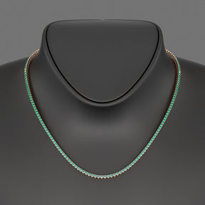 Natural Emerald Ombre Tennis Necklace in 14K/18K Gold