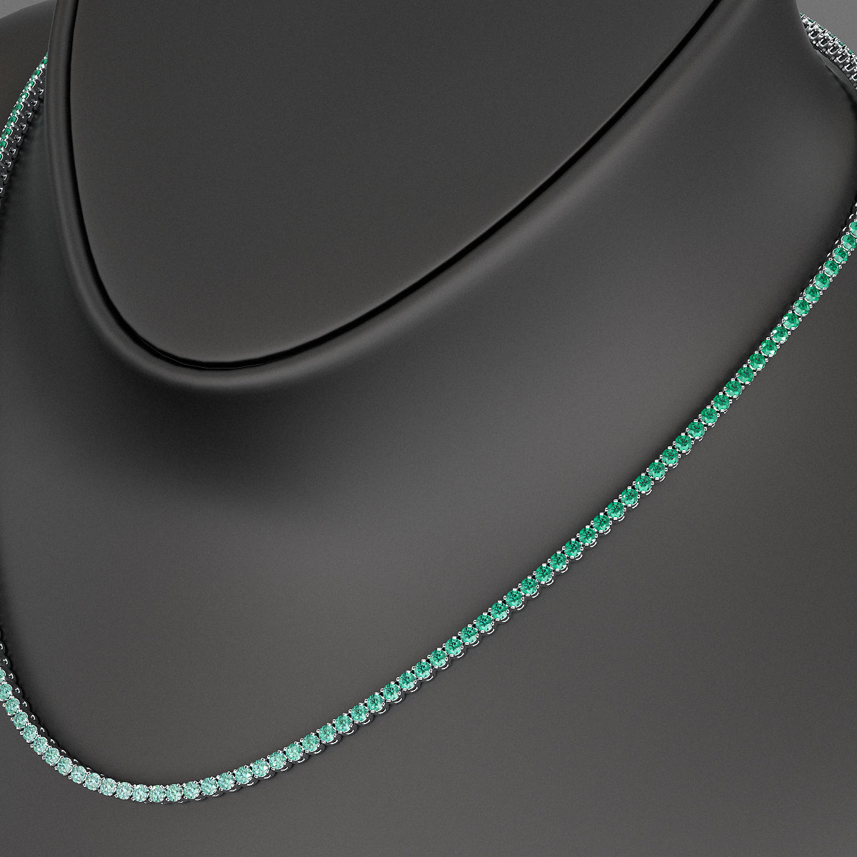 Natural Emerald Ombre Tennis Necklace in 14K/18K Gold