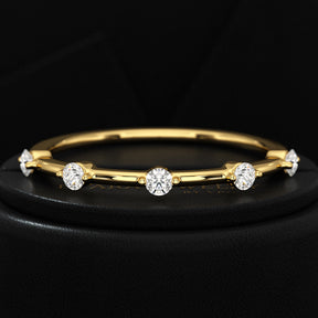 Round Cut Thin Wedding Stacking Band with Lab Grown Diamond